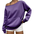 Fashionable Pullover Crew-Neck Off-Shoulder Sweatshirt For Women