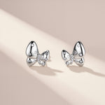 S925 Sterling Silver Butterfly Stud Earrings, D-VVS1 Moissanite Polished Wings, Platinum Plated 3.1g Women's Jewelry Gift Box Set