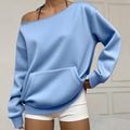 Fashionable Pullover Crew-Neck Off-Shoulder Sweatshirt For Women