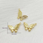 Real Gold Fine-grain Three-dimensional Slanted Butterfly Pendant