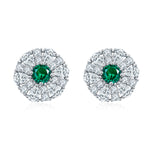 S925 Sterling Silver Cluster Stud Earrings, 3.5mm Lab-Grown Ruby Sapphire Emerald Halo, Platinum Plated 2.2g Women's Jewelry Gift Box