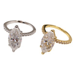 925 Sterling Silver 4-carat Marquise-cut Diamond Moissanite Ring For Women