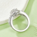 3 Carat Oval Moissanite Engagement Ring, Double Halo S925 Silver Platinum Plated 8x10mm D Color VVS1 With GRA Certificate, US Size 5-9.