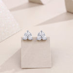 S925 Sterling Silver Trinity Stud Earrings, 0.6ct D-VVS1 Moissanite, Platinum Plated 1.2g Women's Minimalist Jewelry Gift Box