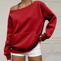 Fashionable Pullover Crew-Neck Off-Shoulder Sweatshirt For Women