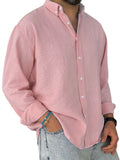 Mens Washed-cotton Long-sleeve Button-down Shirt
