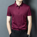 Men's Solid Color Button Short-sleeved Shirt Top