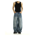 Street-style Vintage Washed Blue Jeans American Style