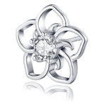 S925 Sterling Silver Abstract Flower Stud Earrings, 0.5ct D-VVS1 Moissanite, Platinum Plated Hollow Petal Design, With GRA Certificate Gift Box