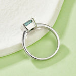 S925 Sterling Silver 1ct Green Moissanite Ring, 6x6mm Square Cut VVS1 Solitaire, Platinum Plated US Sizes 5-9, GRA Certified Jewelry Gift Box