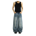 Street-style Vintage Washed Blue Jeans American Style