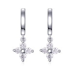 S925 Sterling Silver Clover Drop Huggie Earrings, 0.1ct D-VVS1 Moissanite, Platinum Plated 3.8g Women's Jewelry With GRA Certificate Gift Box