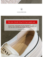 Genuine Leather Women's White Shoes Color Matching Lace-up Platform