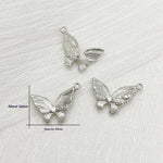 Real Gold Fine-grain Three-dimensional Slanted Butterfly Pendant