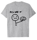 Brain-themed Funny Graphic Loose-fit Crewneck T-shirt