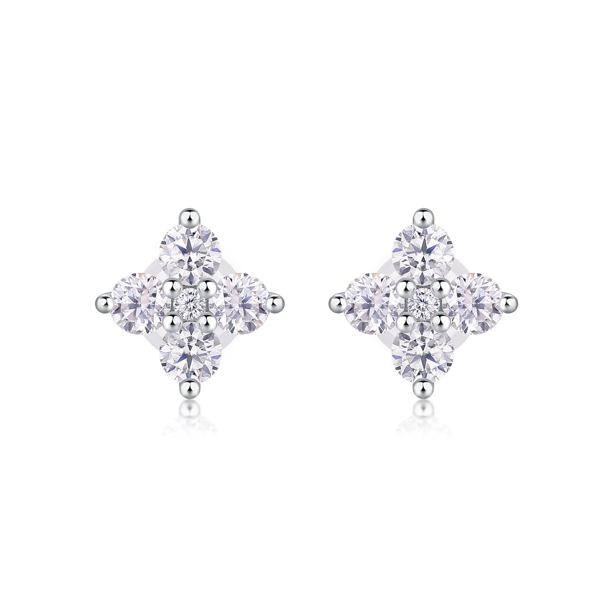 S925 Sterling Silver Gold Plated Clover Stud Earrings, D-VVS1 Moissanite, 1.2g Women's Jewelry Gift Box