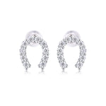S925 Sterling Silver U-Shaped Hoop Stud Earrings, 20 D-VVS1 Moissanite Pave, Platinum Plated 1.6g Lightweight With Silicone Backs, Gift Box