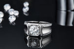 S925 Sterling Silver 2ct Moissanite Men's Ring, D-VVS1 Octagon Bezel, Matte Pave Band, US Sizes 5-9, GRA Certificate Gift Box