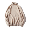 New Solid Black Knitted Mens Fleece-lined Base Layer