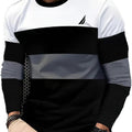 Men's Casual Crew-Neck Printed Long-Sleeve T-Shirt
