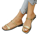 Summer New Korean-style Thin-strap Rhinestone Slimming Flat Sandals