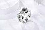 S925 Sterling Silver 1&2ct Moissanite Ring, D-VVS1 Geometric Double-Band Design, Platinum Plated, US Sizes 5-9, GRA Certificate Gift Box