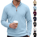 Mens Half-Zip Stand-Neck Long-Sleeve Top Plus-Size Casual Sweatshirt
