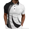 Mens 3D Digital-Print Sporty-Casual Geometric Short-Sleeve Shirt