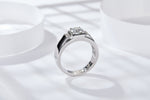S925 Sterling Silver 1ct Moissanite Men's Ring, D-VVS1 Wide Band With Side Stones, Platinum Plated US Sizes 5-9, GRA Certified Gift Box