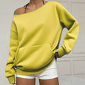 Fashionable Pullover Crew-Neck Off-Shoulder Sweatshirt For Women