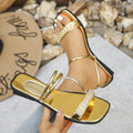 Summer New Korean-style Thin-strap Rhinestone Slimming Flat Sandals