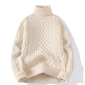 Round-neck High-neck Fleece-lined Solid-color Sweater
