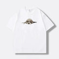 Plus-size Cotton Zip-up Dog-print Casual Summer Couple T-shirts
