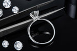 S925 Sterling Silver 1ct Moissanite Engagement Ring, D-VVS1 6-Prong Solitaire With Pave Collar, US Sizes 5-9, GRA Certificate Gift Box
