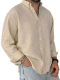 Mens Washed-cotton Long-sleeve Button-down Shirt