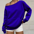 Fashionable Pullover Crew-Neck Off-Shoulder Sweatshirt For Women