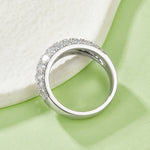S925 Sterling Silver 3-Row Pave Moissanite Ring, 1.9ct D-VVS1 Eternity Band, Platinum Plated US Sizes 5-9, GRA Certified Gift Box