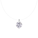 S925 Sterling Silver Invisible Necklace, 1&2&3ct D-VVS1 Moissanite Solitaire Pendant, Platinum Plated 40&46cm Chain, GRA Certified Gift Box