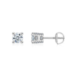 S925 Sterling Silver Moissanite Stud Earrings, 0.5&2ct D-VVS1 4-Prong Basket Pave With Screw Backs, GRA Certificate Gift Box