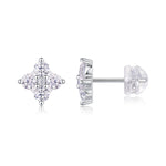 S925 Sterling Silver Gold Plated Clover Stud Earrings, D-VVS1 Moissanite, 1.2g Women's Jewelry Gift Box
