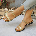 Summer New Korean-style Thin-strap Rhinestone Slimming Flat Sandals