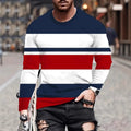 Men's Casual Crew-Neck Printed Long-Sleeve T-Shirt