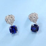 S925 Sterling Silver Rose Drop Earrings, 8mm 6ct Lab-Grown Ruby Sapphire Emerald, Platinum Plated 5g Women's Jewelry Gift Box