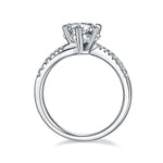 S925 Sterling Silver 1ct Moissanite Engagement Ring, D-VVS1 Round Cut, Platinum Plated, 6-Prong Heart Setting, US Sizes 5-9 With GRA Certificate Gift Box