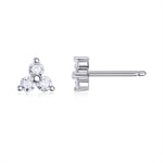 S925 Sterling Silver Trinity Stud Earrings, 0.6ct D-VVS1 Moissanite, Platinum Plated 1.2g Women's Minimalist Jewelry Gift Box