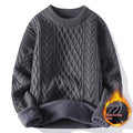 Round-neck High-neck Fleece-lined Solid-color Sweater