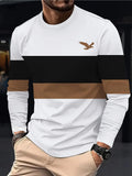 Men's Casual Crew-Neck Printed Long-Sleeve T-Shirt