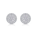 S925 Sterling Silver Round Halo Stud Earrings, D-VVS1 Moissanite Pave Cluster, Platinum Plated 1.4g Women's Jewelry Gift Box