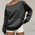 Fashionable Pullover Crew-Neck Off-Shoulder Sweatshirt For Women