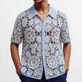 Floral Crochet Hollow-out Short-sleeved Knit Top